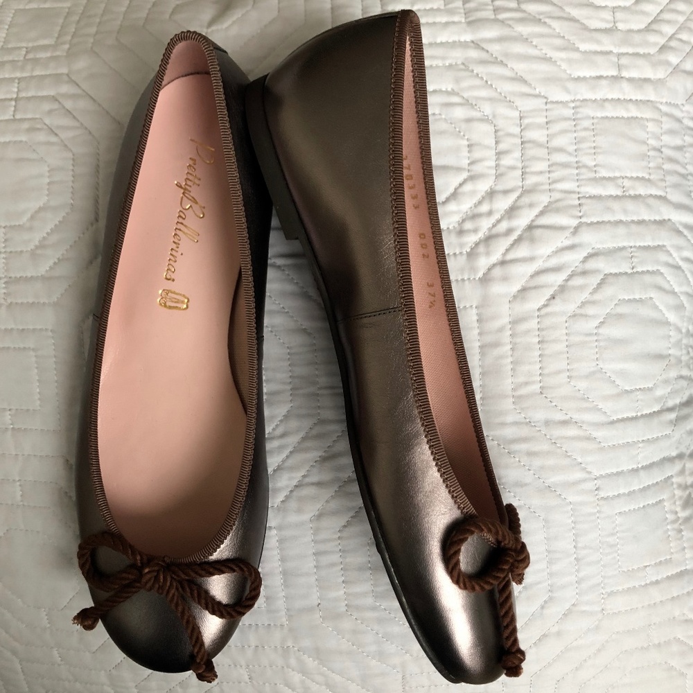 PRETTY BALLERINAS + NEW IN BOX + SIZES 36-39 + ROSARIO BRONZE METALLIC LEATHER